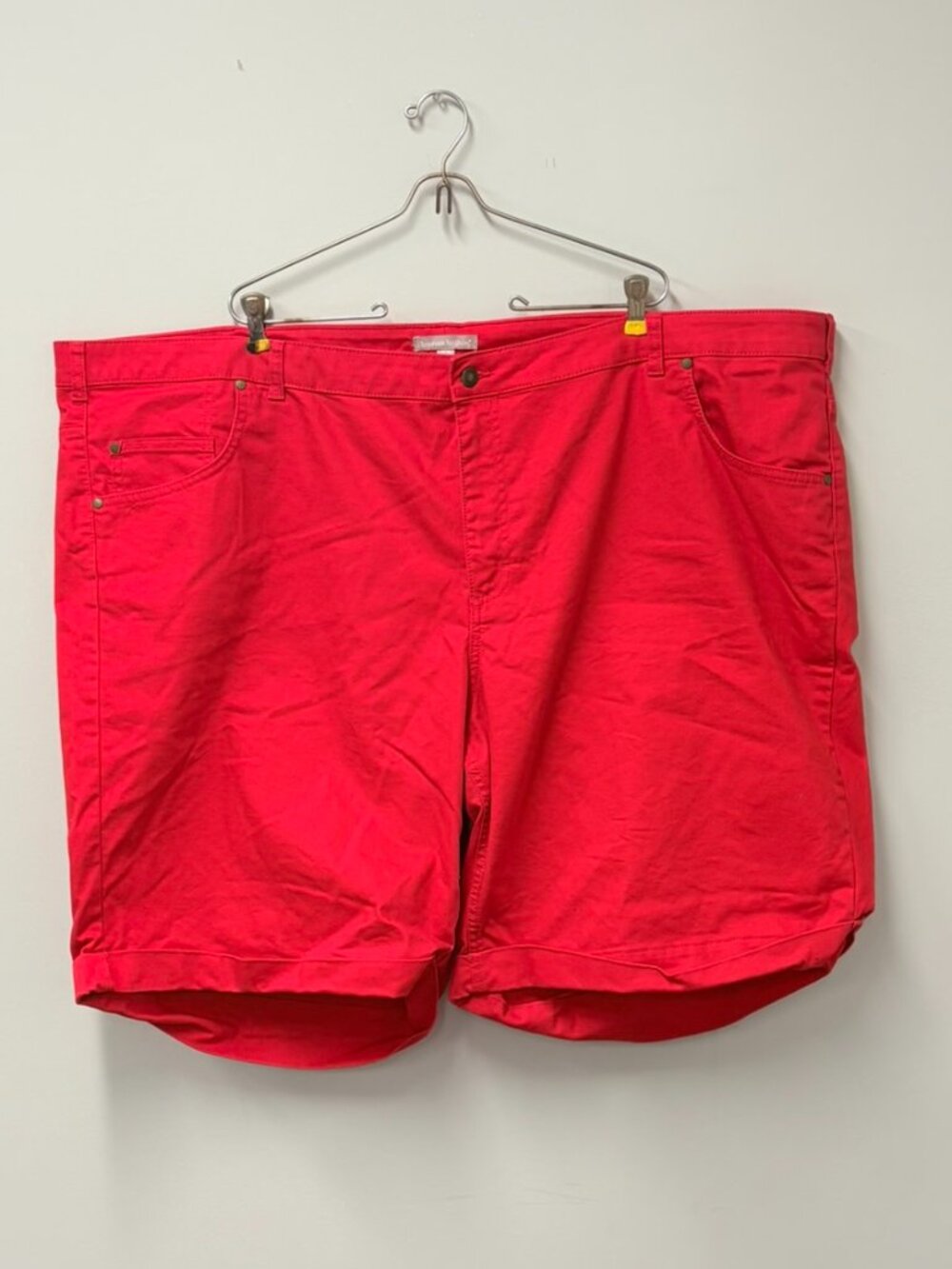 Women Within Denim Bermuda Shorts Size 34W Vivid Red Stretch Cotton Plus Size